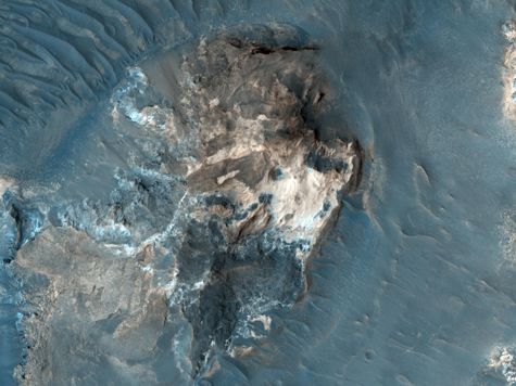 image of light-colored rock outcrops on mars