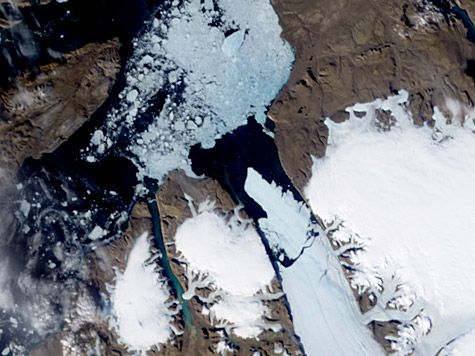 satellite photo of calving glacier
