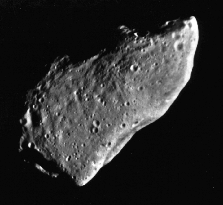 Mosaic of two images of asteroid 951 Gaspra
