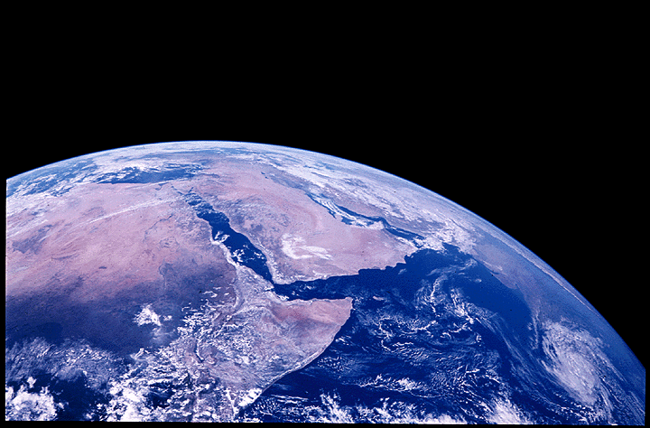 Northeast Africa and Saudi Arabia in an oblique view of Earth