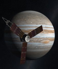 picture of Juno mission flying past Jupiter
