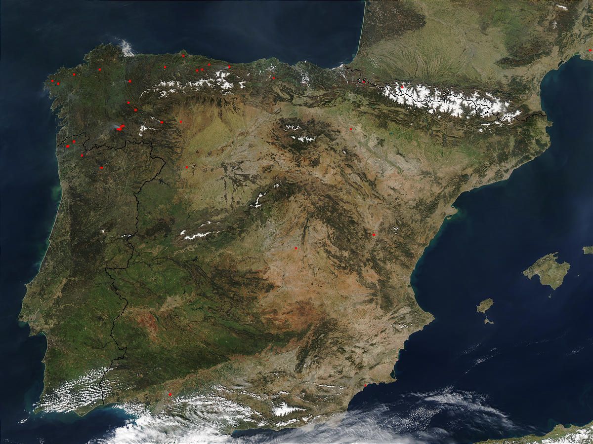 Aqua satellite image of the Iberian Peninsula