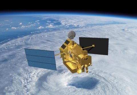 Image of TRMM satellite over hurricane