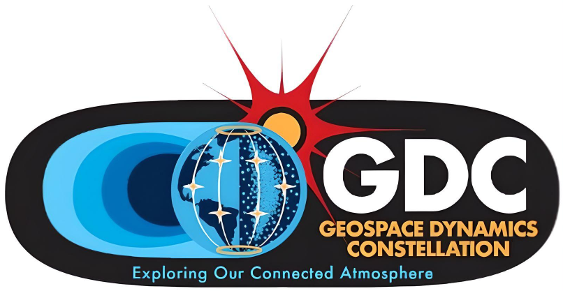 GDC logo, stylized sun behind the Earth with a magnetic field