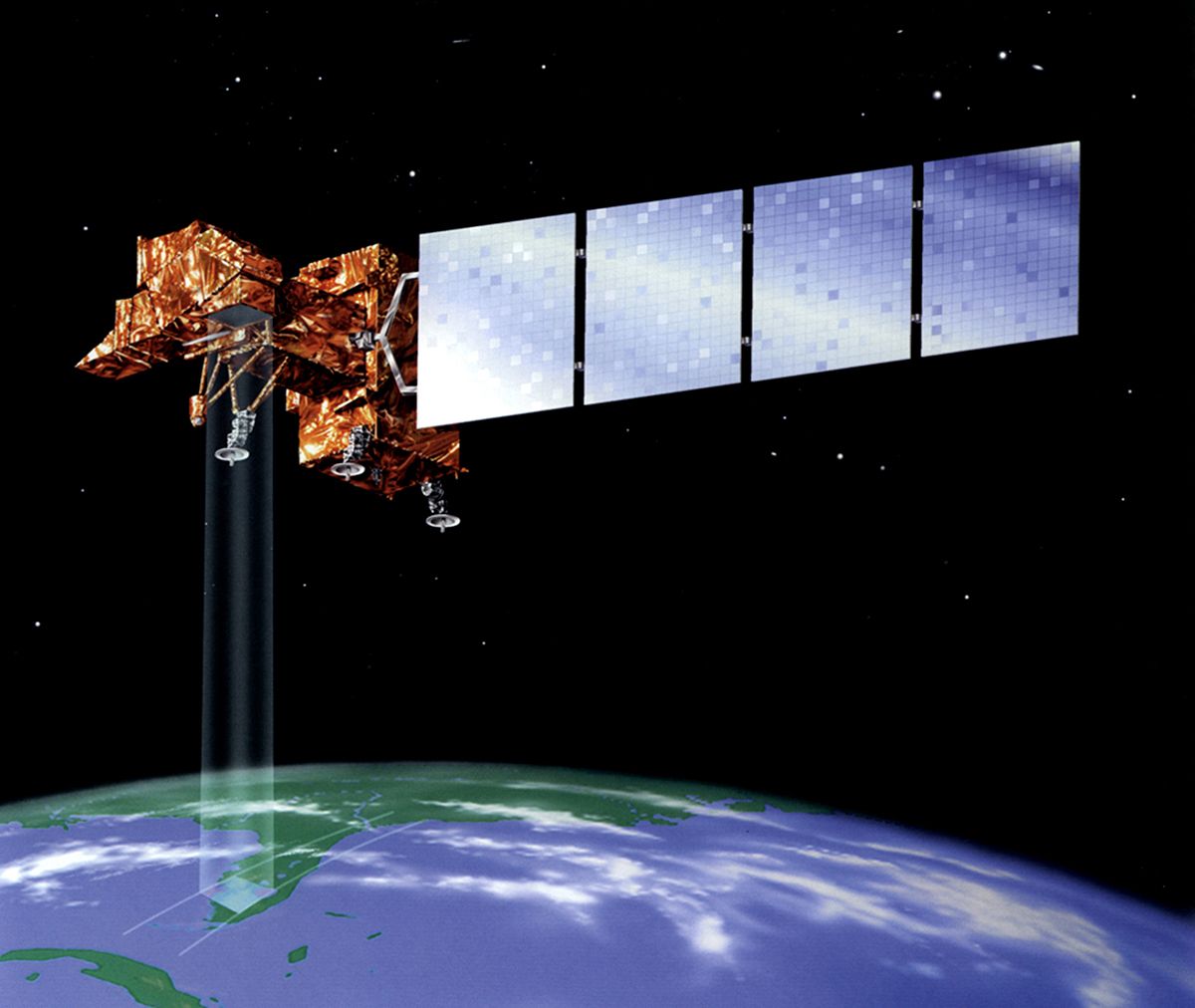 Artist's concept of Landsat 7 in orbit