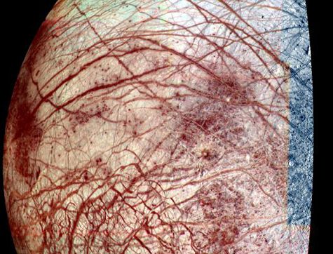 image of the cracked surface of europa