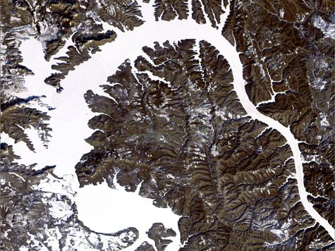 satellite image of frozen dragon lake