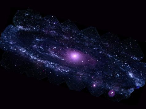 image of Andromeda galaxy in ultraviolet light
