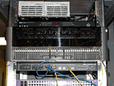 Movaz RAYexpress unit (front view) rack mounted and connected with three 2.4 Gbps wavelengths multiplexed onto the optical fiber connecting GSFC and UMCP