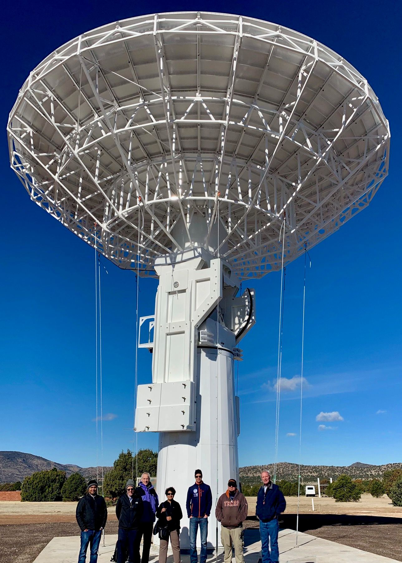 NASA and University of Texas Team at McDonald Geodetic Observatory in front of new NASA VGOS Antenna, March 3, 2019 (Photo, courtesy Univ. of Texas)