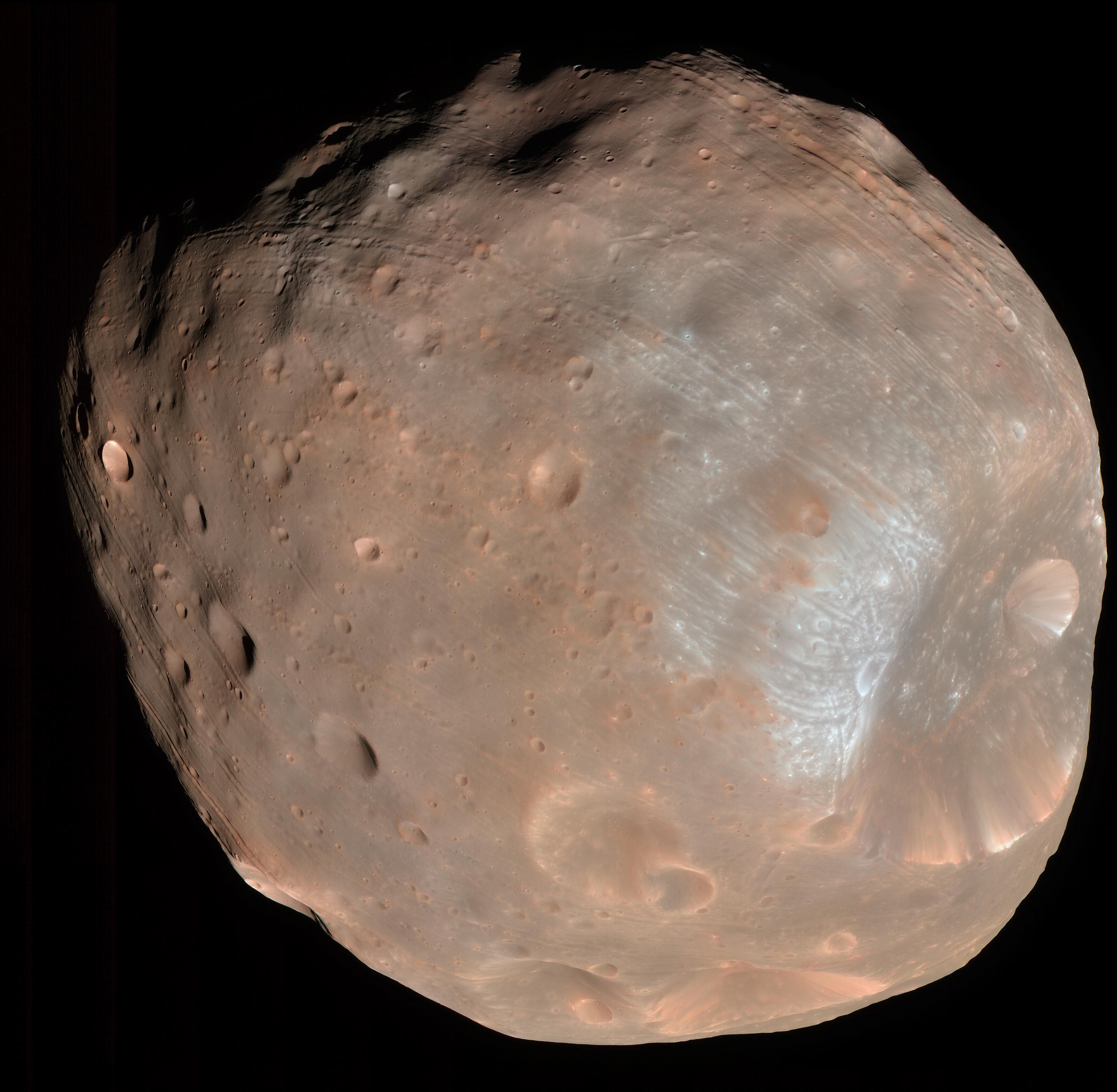 Phobos from 6,800 Kilometers (Color)