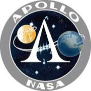 Circular Apollo logo; Capital A with the moon to the left and the Earth to the right.