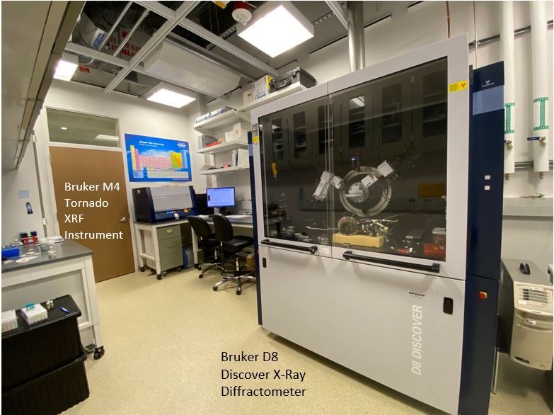The X-Ray lab featuring the Bruker M4 Tornado XRF instrument and the Bruker D8 Discover X-Ray Diffractometer