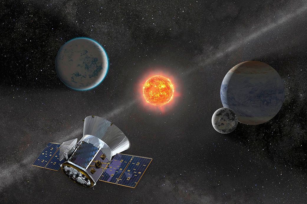 Artist's conception of TESS satellite in space