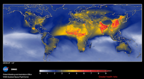 Map of global daily index values for communicating children’s respiratory risk