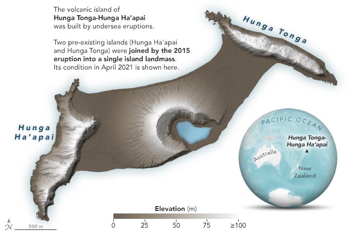 Digital elevation map of Hunga Tonga-Hunga Ha'apai