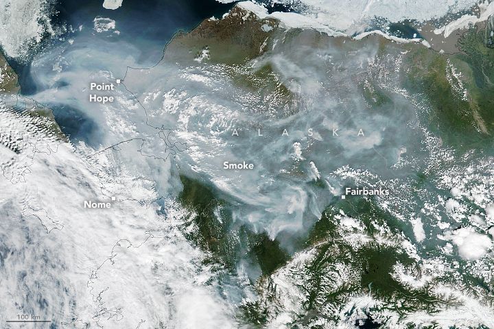 Suomi NPP satellite image of smoke over Alaska