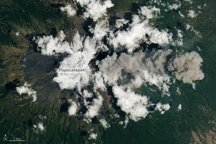 The Operational Land Imager (OLI) on Landsat 8 acquired this image of the Popocatépetl Volcano on April 14, 2023