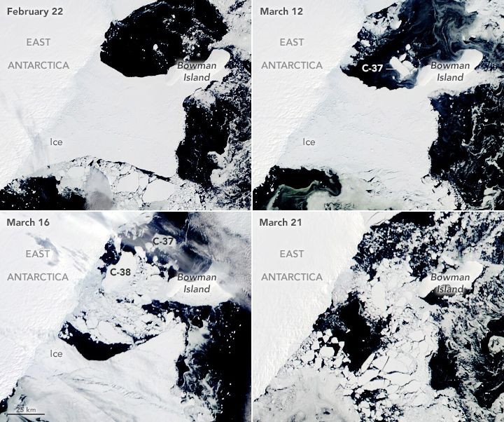 Image series from Aqua and Terra satellites of Antarctic ice shelf collapse