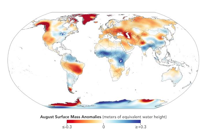 Global map of August Surface Mass Anomalies