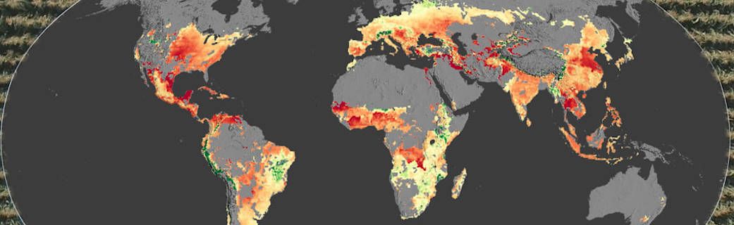 Image from animation depicting future average global crop yields 