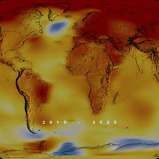 Graphic of global heat map 2016–2020