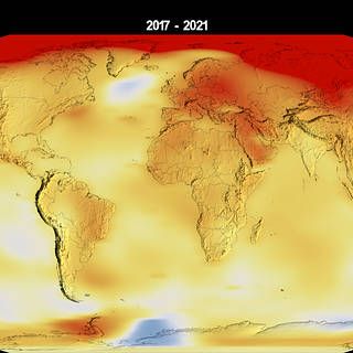 Map of global temperatures from 2017-2021
