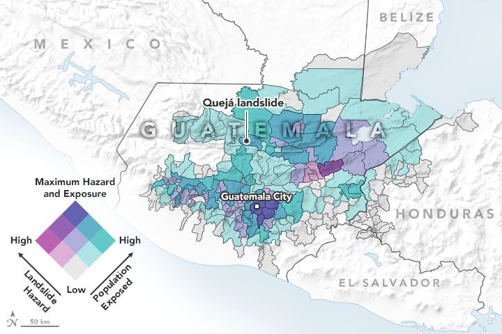 Map illustrating results from the Landslide Hazard for Situational Awareness model,