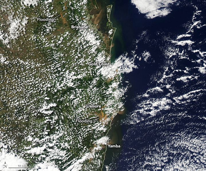 Aqua satellite natural-color image of flooding in Queensland and New South Wales