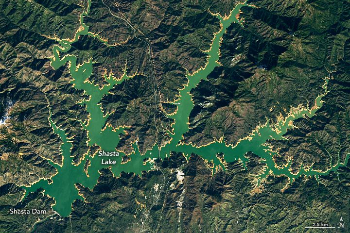 Landsat 9 satellite image of Shasta Lake
