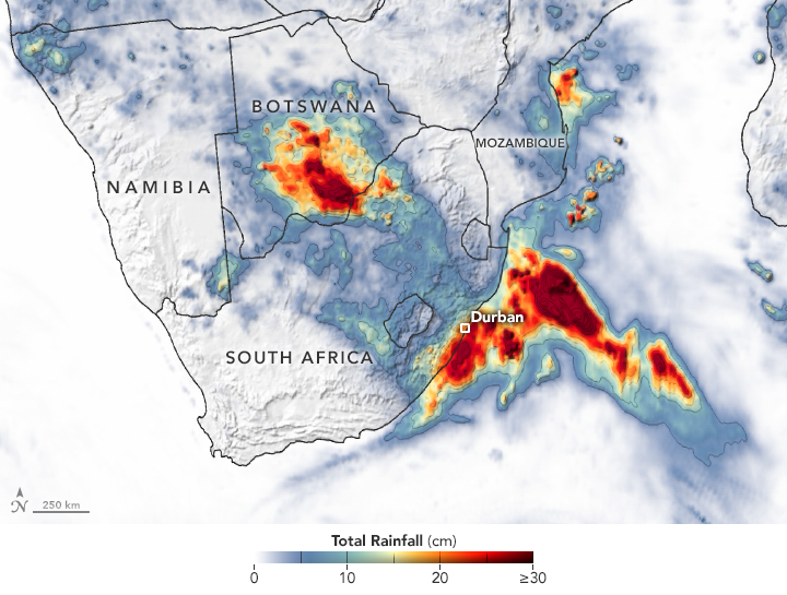Map of Total Rainfall in South Africa for April 7–13, 2022