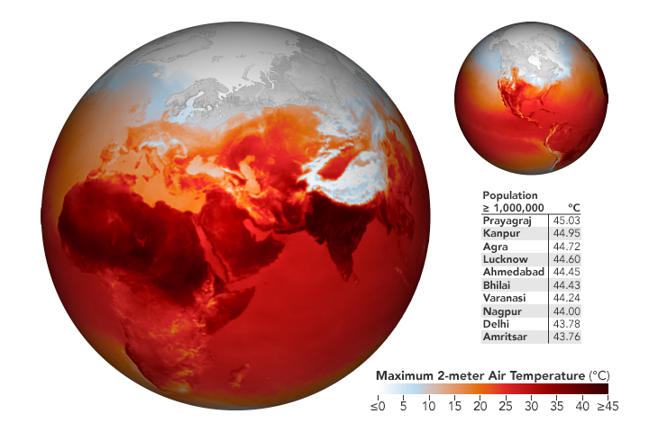 Map of GEOS-modeled air temperatures on April 27, 2022
