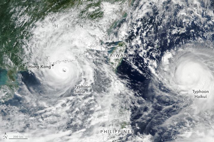 Suomi NPP satellite image of Typhoon Saola