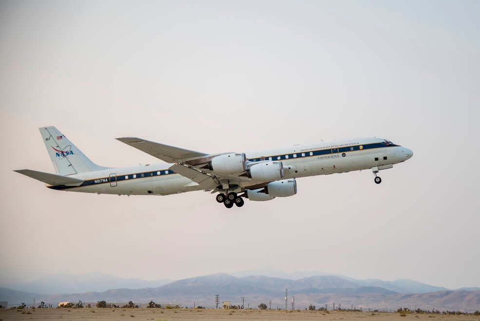 Photo of NASA's DC-8 taking off from Armstrong