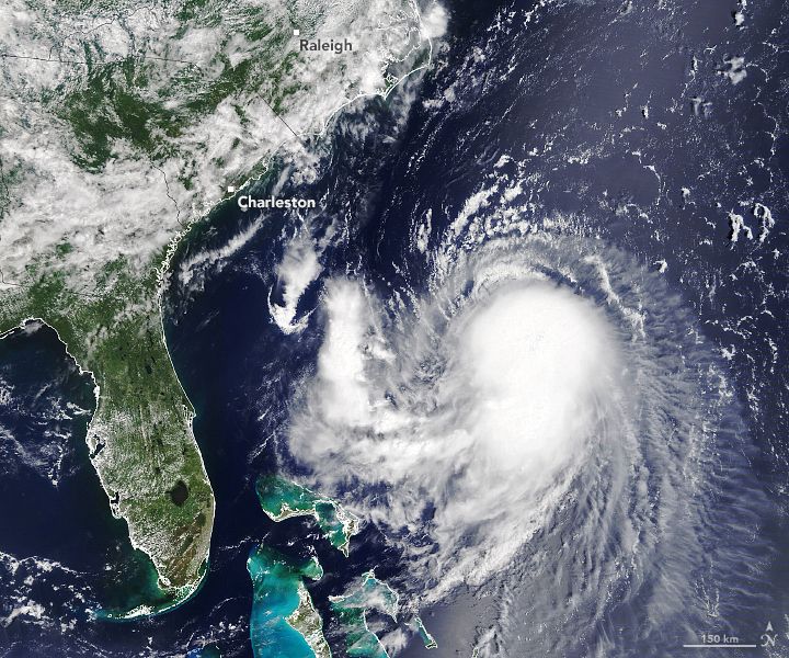 Terra satellite natural-color image of Tropical Storm Henri off coast of Florida