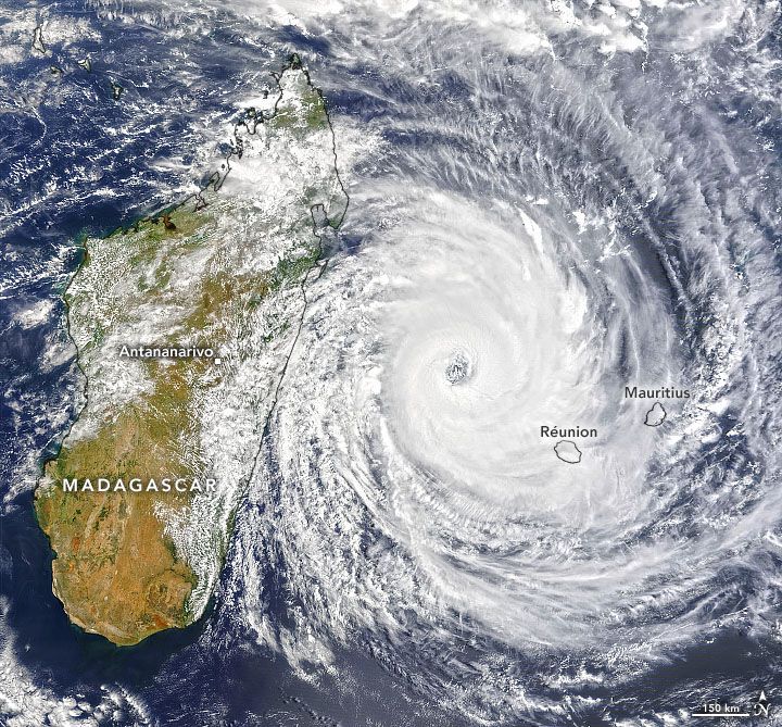 Terra satellite acquired a natural-color image of Cyclone Batsirai