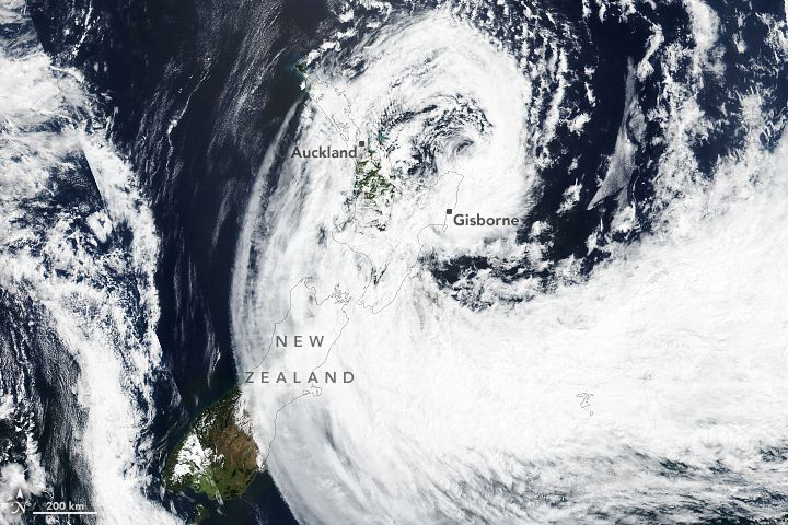 Suomi NPP satellite image of Cyclone Gabrielle over New Zealand