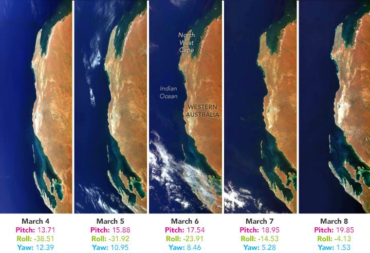 Natural-color images acquired on March 3-8, 2022, by the HawkEye sensor aboard the SeaHawk cubesat
