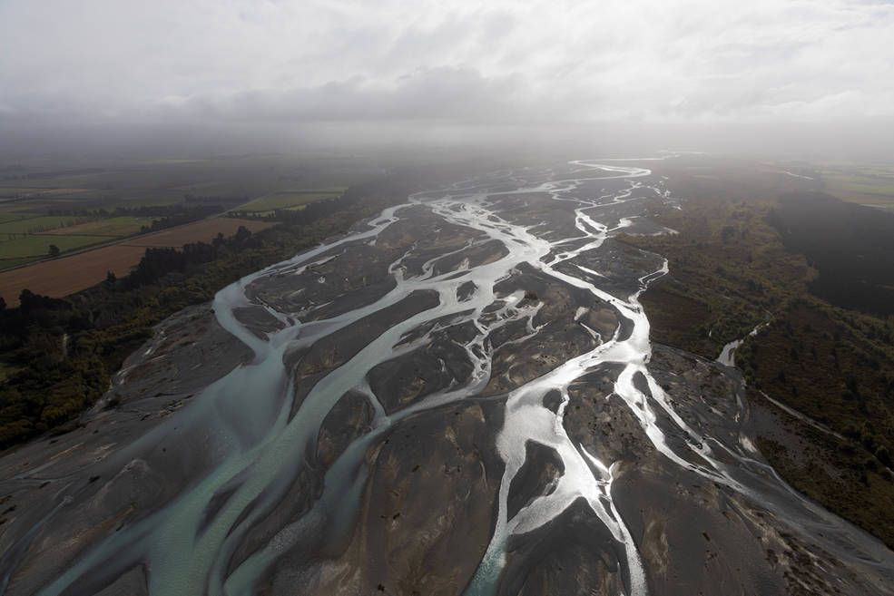 Image of braided river in New Zealand 