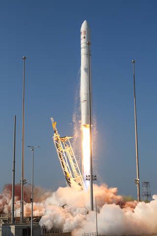 Northrop Grumman Antares rocket, with Cygnus resupply spacecraft aboard, launches from Pad 0A at NASA’s Wallops Flight Facility in Virginia
