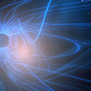 Animation of charged particles speeding through space and magnetically reconnecting near Earth