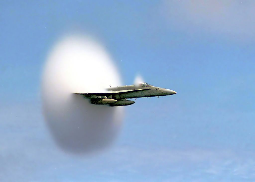  Photo of F/A-18 approaching the sound barrier.