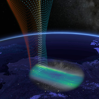 This illustration shows the white-light observations of the fine structure in the aurora superimposed over Alaska.