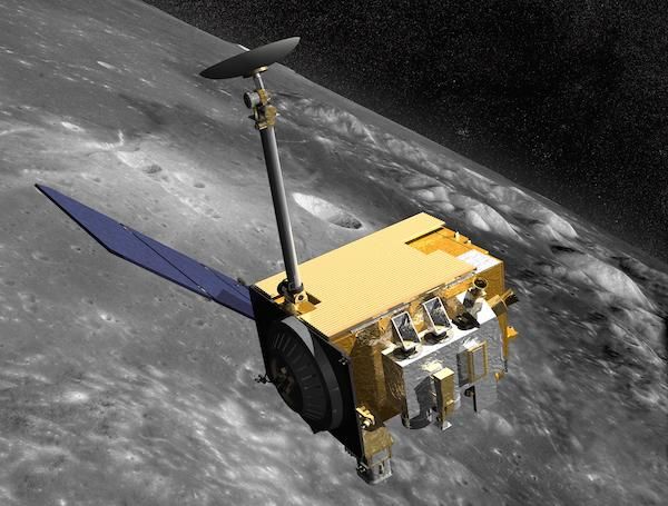 Aritst's conception of LRO in orbit around the Moon