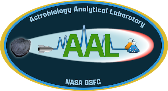 Astrobiology Analytical Lab logo with asteroid and beakers