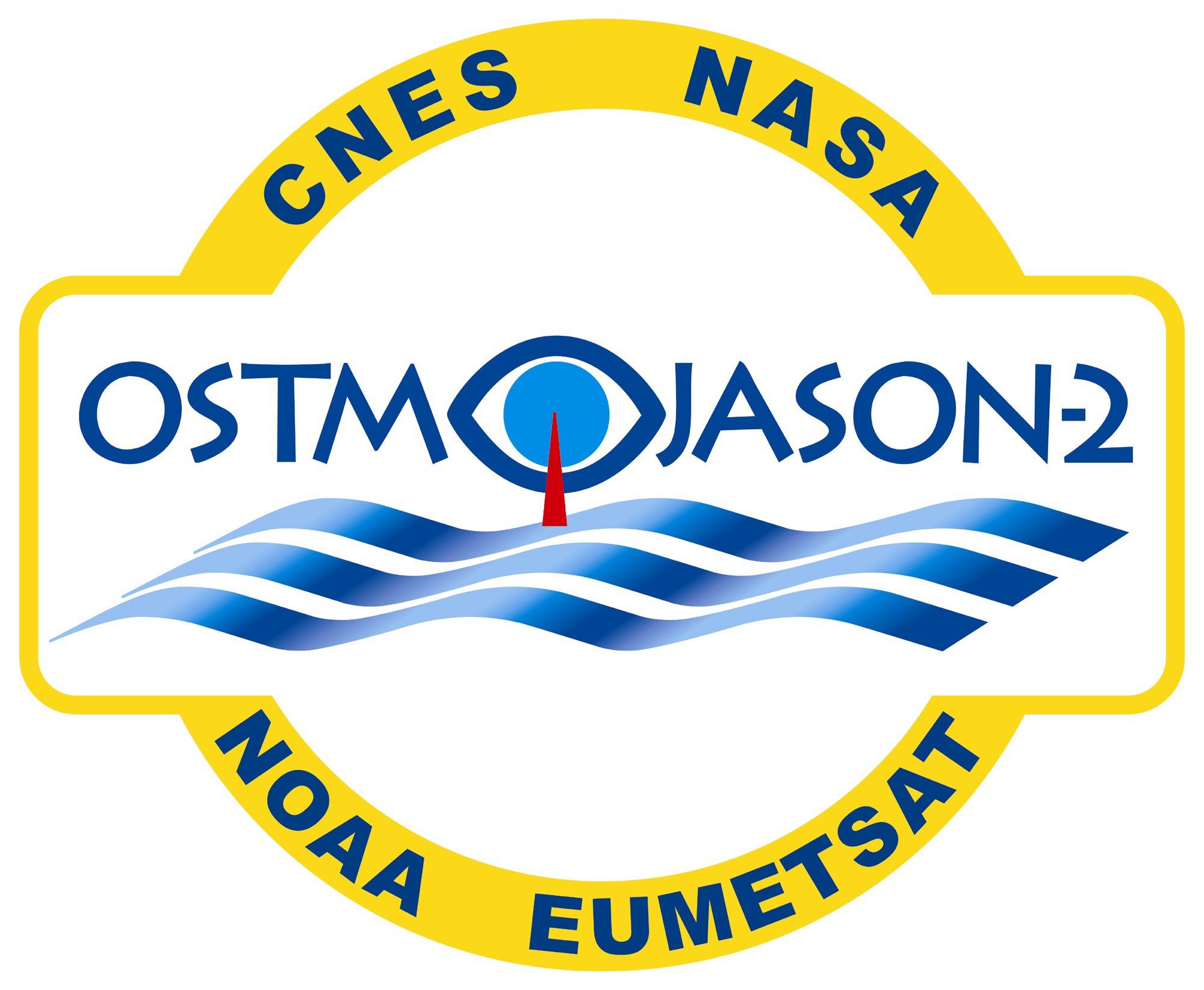 Jason-2 Mission Logo showing the names of the mission participants: NASA, CNES (French Space Agency), NOAA, EUMETSAT