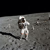 John Young on first Apollo 16 moonwalk