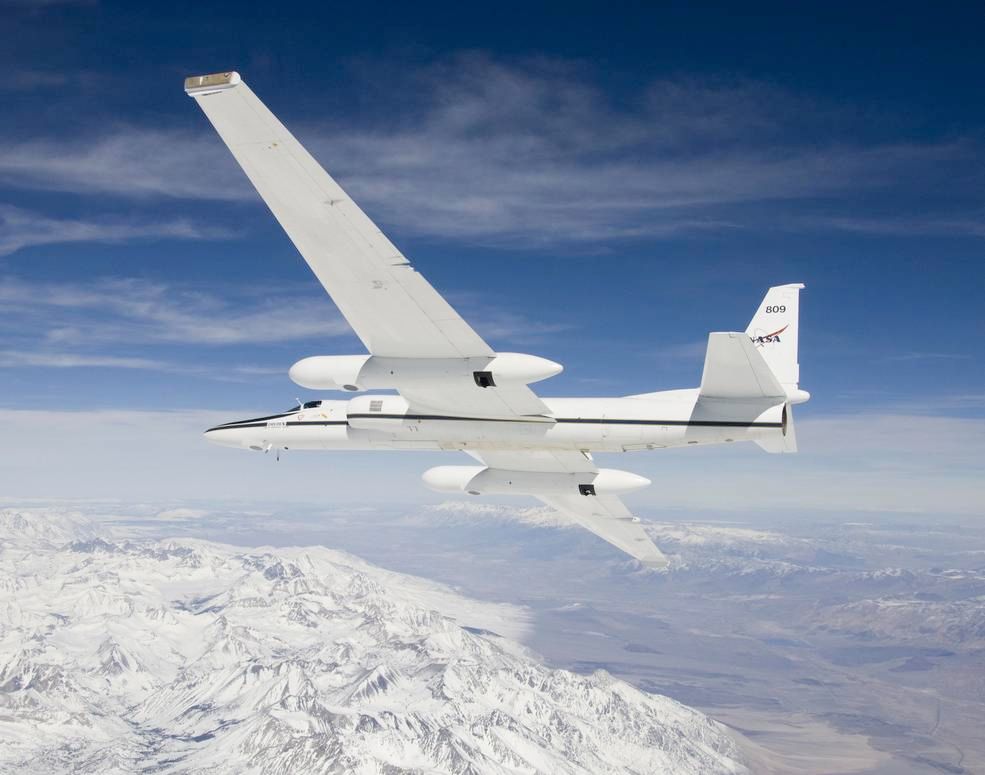 Image of NASA's ER-2 high altitude research aircraft in flight
