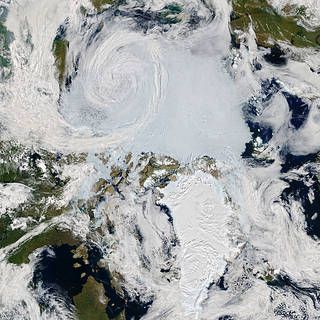 Terra/Aqua MODIS image of Arctic cyclone over the Arctic Ocean