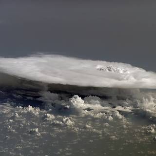 Photo of high-altitude ice clouds as seen from the International Space Station in 2008.